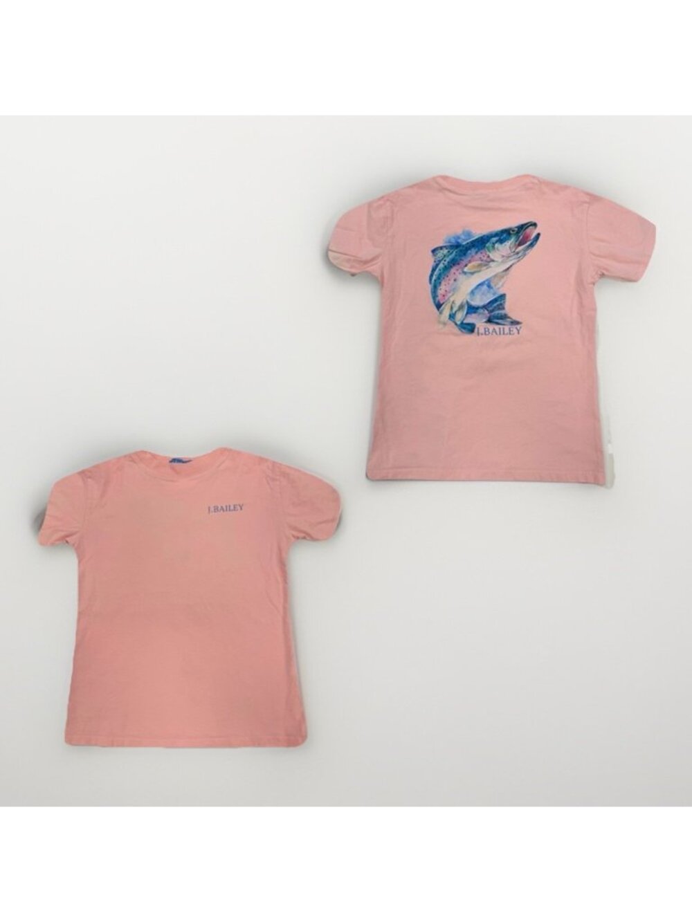 J. Bailey Boy's Rainbow Trout Fish Graphic T-shirt size 10 Boy's 100% Cotton